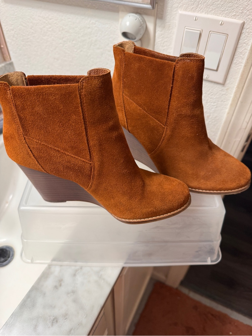 Jessica Simpson Suede Ankle Booties in Rust